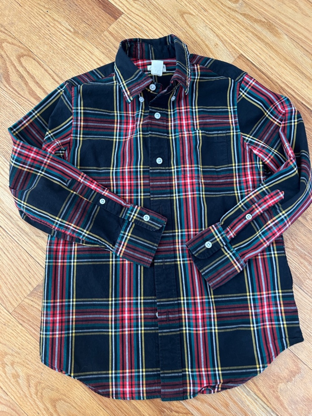 Crewcuts Black Plaid Shirt with Red, Green & Yellow Stripes